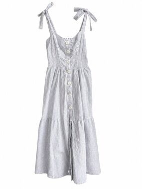 Urban Outfitters Striped Button Front Smocked Midi Dress XS